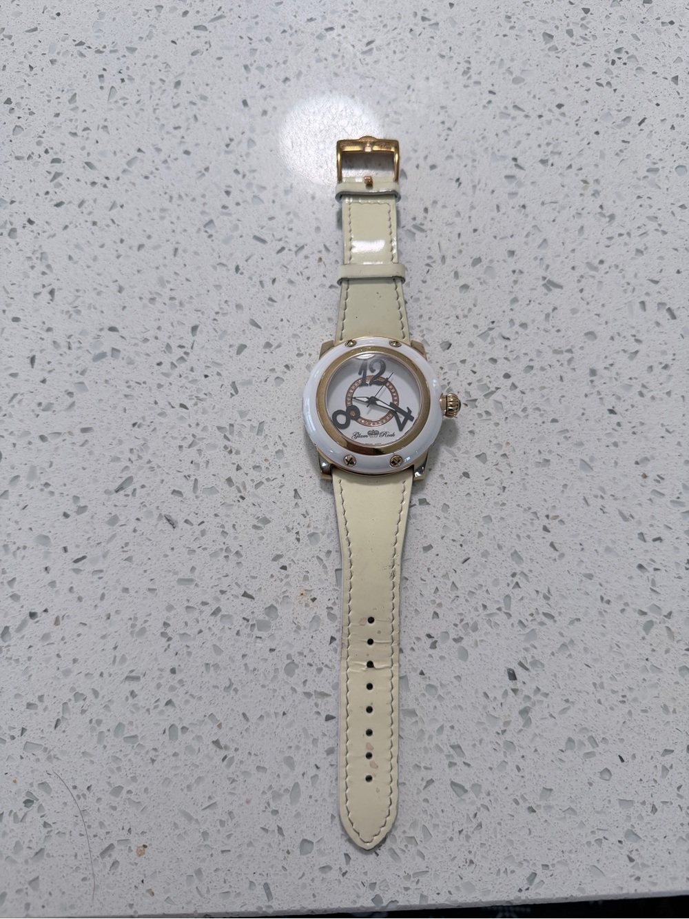 Fashion Ladies Cream Leather Strap Watch - Glam Rock